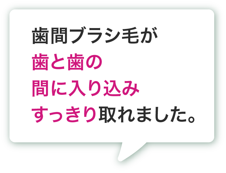 歯間ブラシ毛が歯と歯の間に入り込みすっきり取れました。